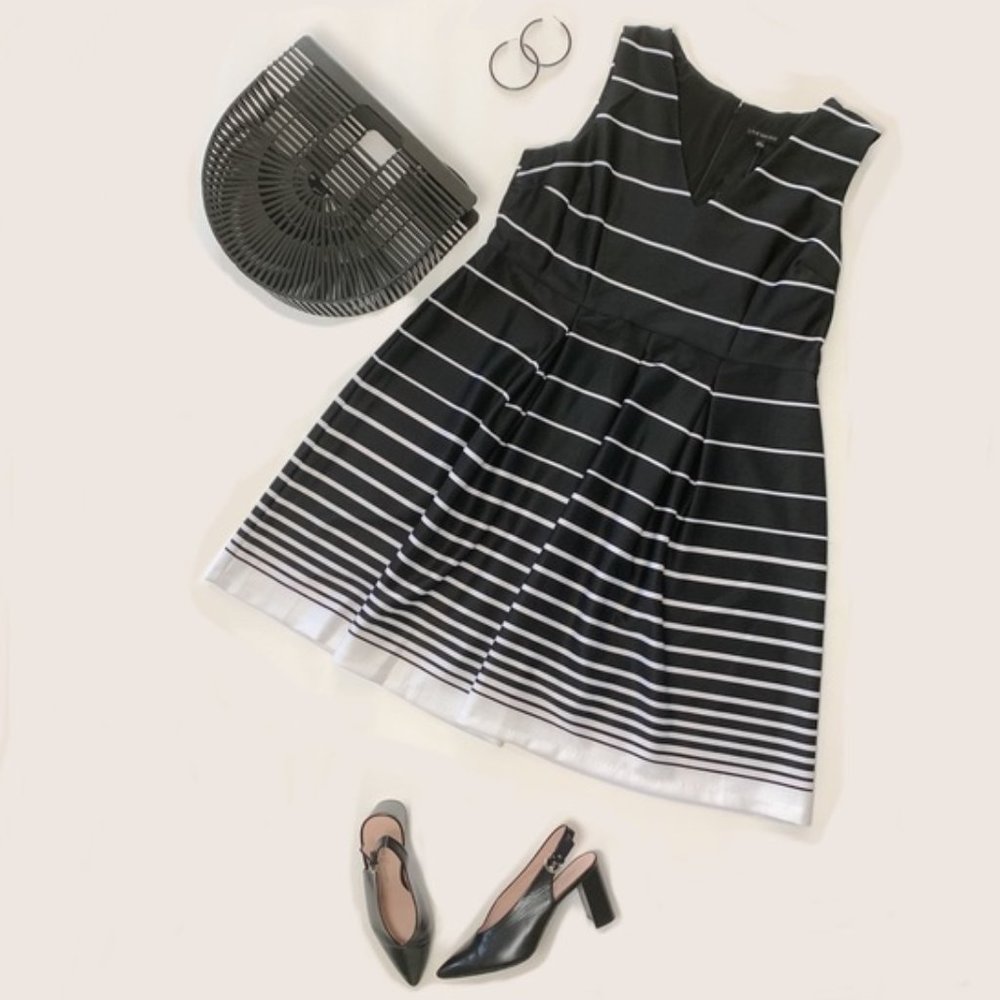 NWT Lane Bryant Black & White Striped Dress Sz 18
